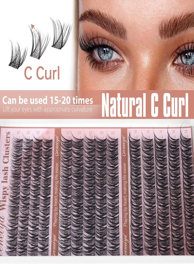Geeneiya Medium Lash Clusters Short Wispy C Curl Eyelash Clusters 10-14MM Individual Eyelashes Natural Cluster Eyelash Extensions Natural Looking Cluster Lashes by Geeneiya (C Curl,10-12-14) - Image 2